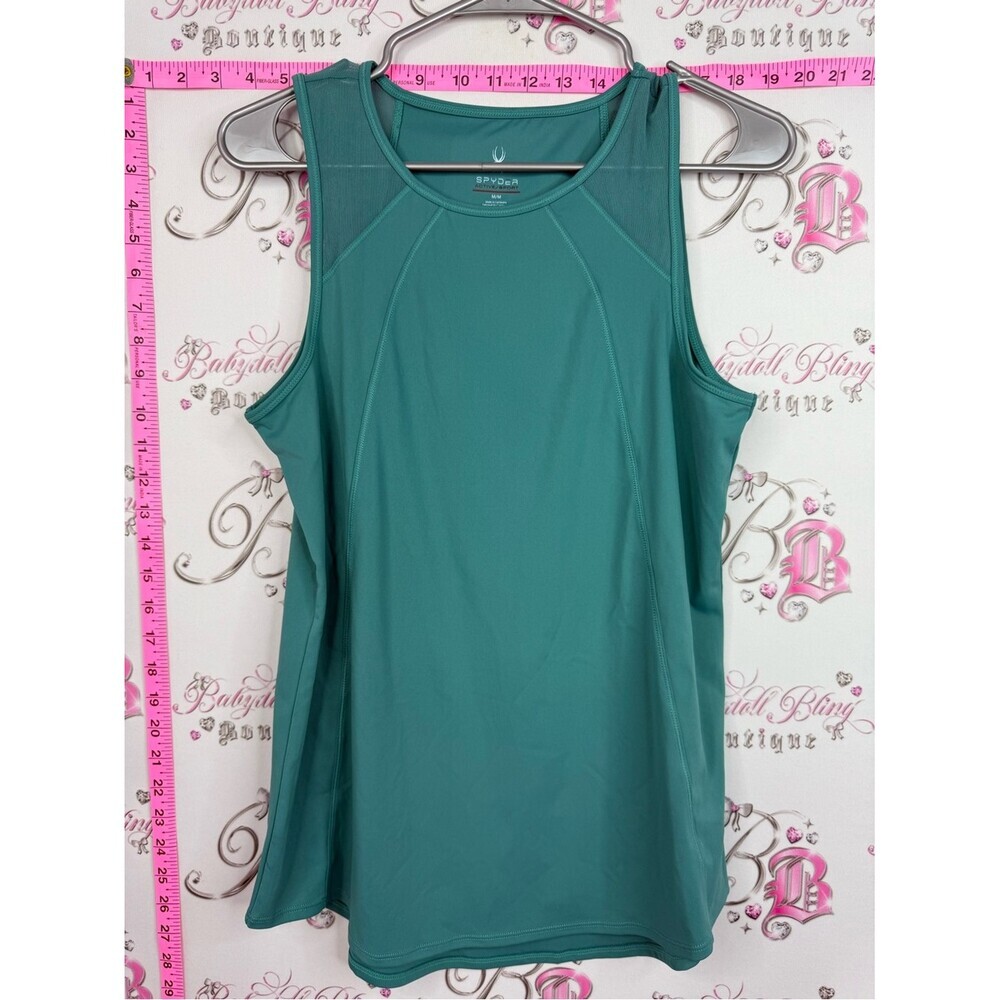 Spyder Active sport tank top stretchy blue green Teal Athletic Tank Top